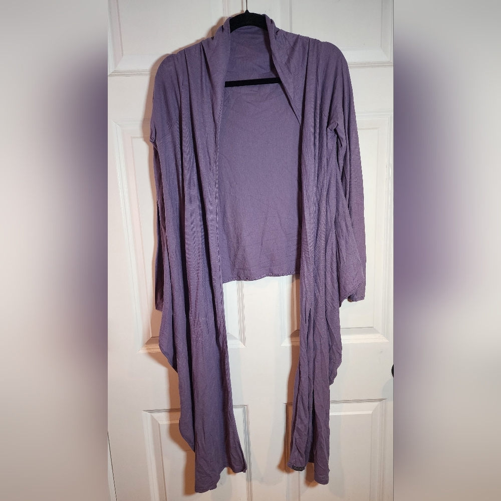 Lilla P 100% Pima Cotton Peru Purple Lightweight Open Wrap Cardigan One Size
